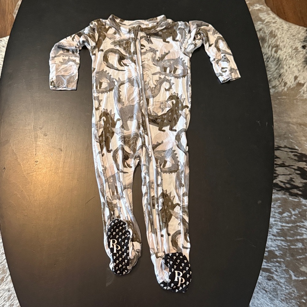 Posh Peanut Grey and Green Baby Dragon bamboo pjs